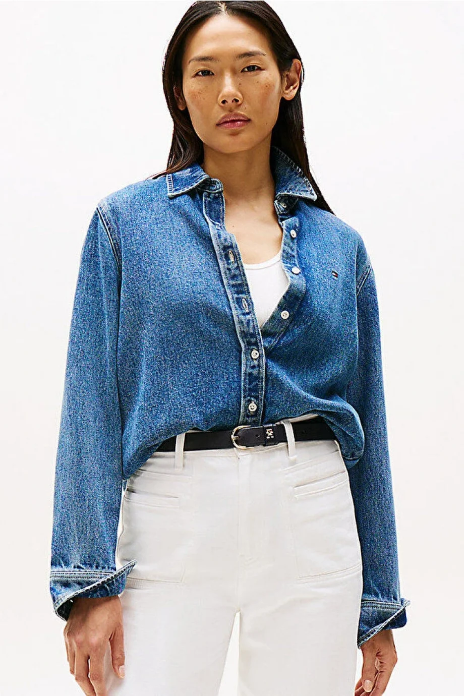 Tommy Hilfiger Lana Normal Kesim Denim Kadın Gömlek WW0WW472191A5