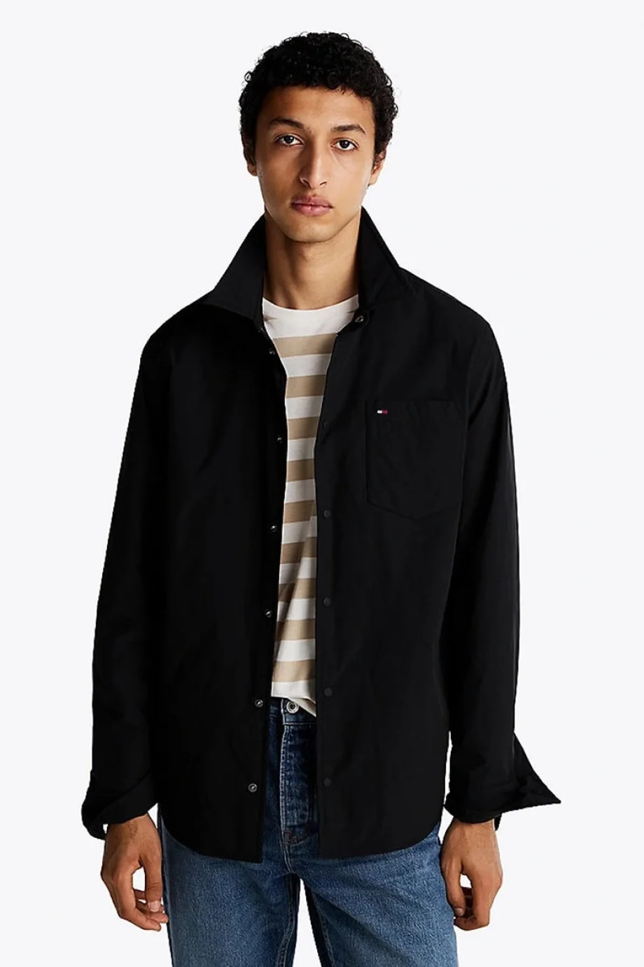 Tommy Hilfiger LW PACKABLE SHIRT JACKET Erkek Siyah Ceket MW0MW37629BDS