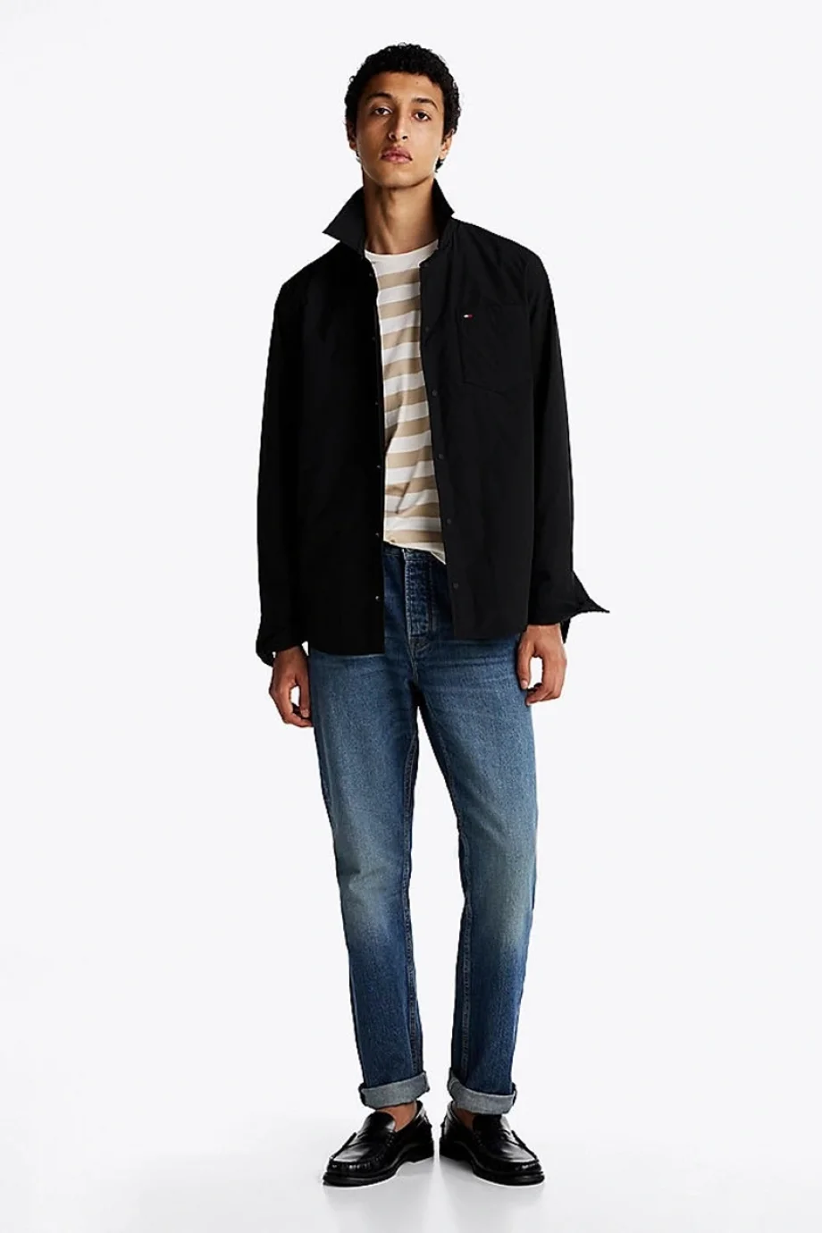 Tommy Hilfiger LW PACKABLE SHIRT JACKET Erkek Siyah Ceket MW0MW37629BDS