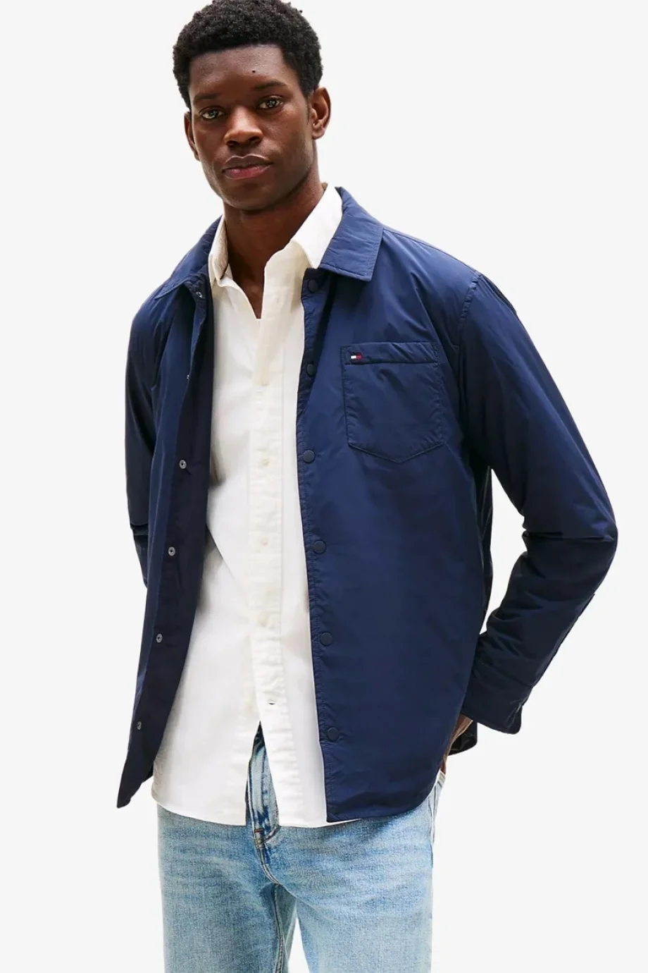 Tommy Hilfiger LW PACKABLE SHIRT JACKET Erkek lacivert Ceket MW0MW37629DW5