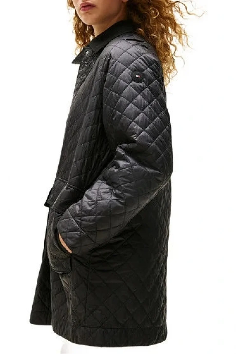 Tommy Hilfiger PADDED NYLON REG QUILTED COAT Kadın Siyah Mont WW0WW46448BDS