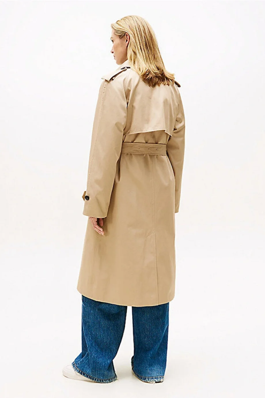 Tommy Hilfiger Pamuklu Normal Kesim Kruvaze Kadın Bej Mont WW0WW46529AEG