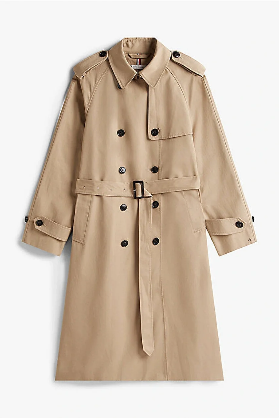 Tommy Hilfiger Pamuklu Normal Kesim Kruvaze Kadın Bej Mont WW0WW46529AEG