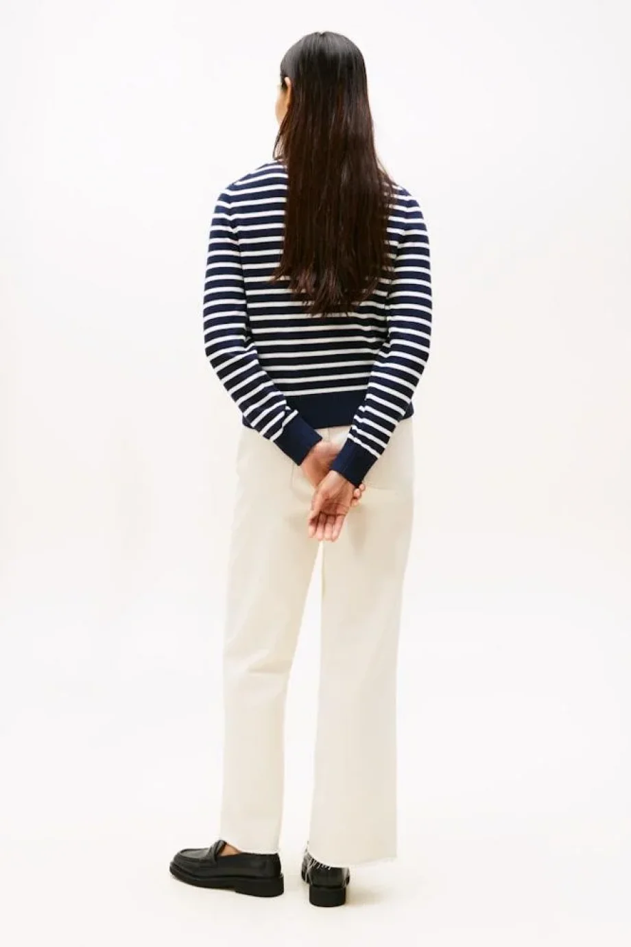 Tommy Hilfiger Pamuklu Penye Grafik Baskılı Bisiklet Yaka Uzun Kollu Kadın Mavi Kazak WW0WW473040BI