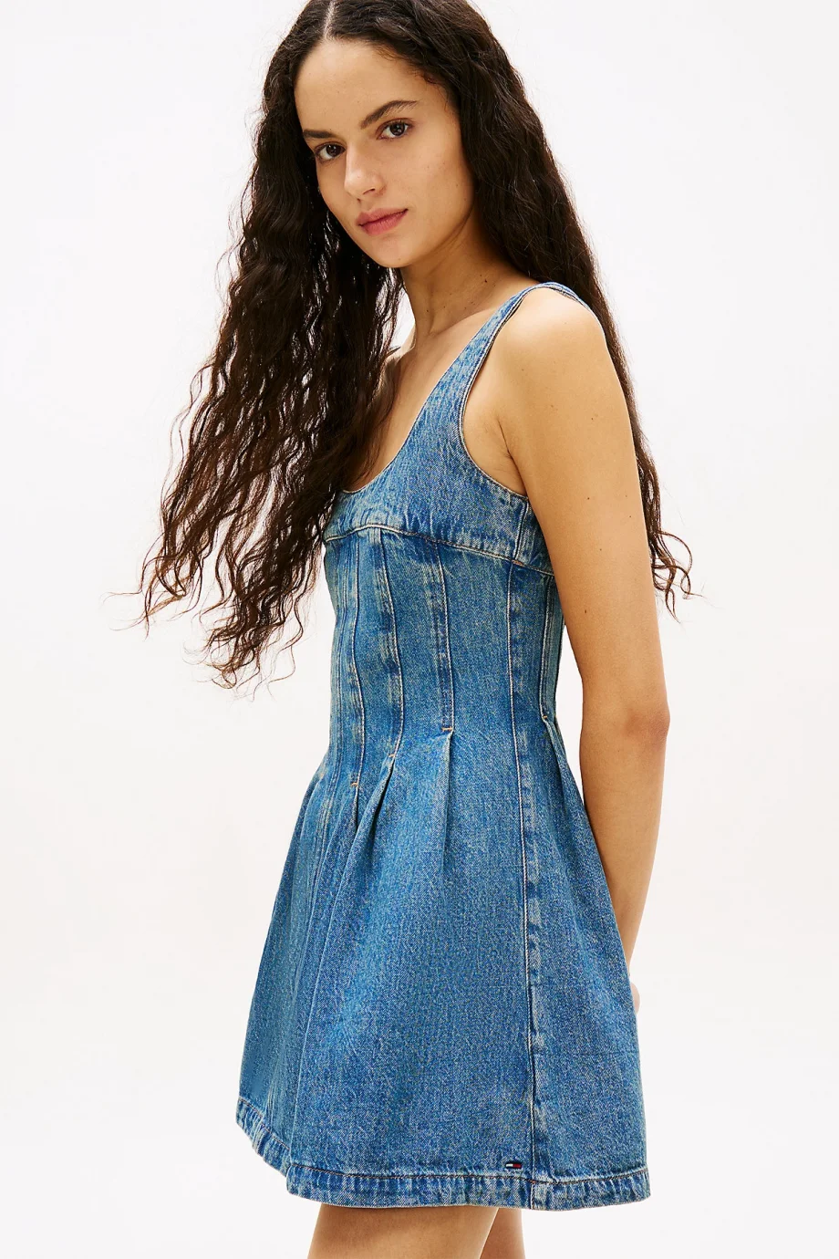 Tommy Hilfiger Pileli Dikişli Denim Kadın Denim Elbise DW0DW220011A5