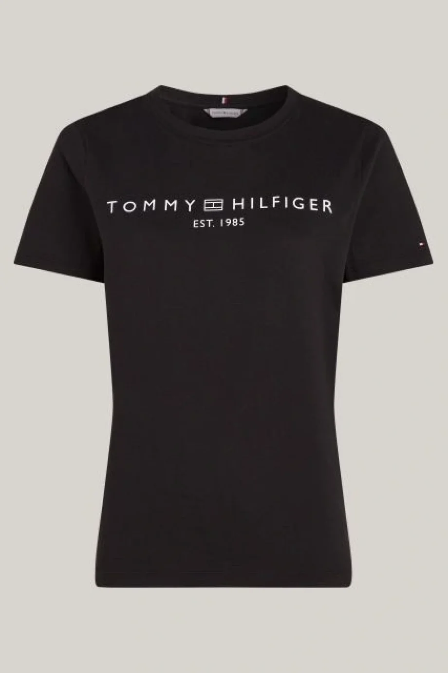 Tommy Hilfiger REG CORP LOGO C-NK SS Kadın Siyah Badi WW0WW40276BDS