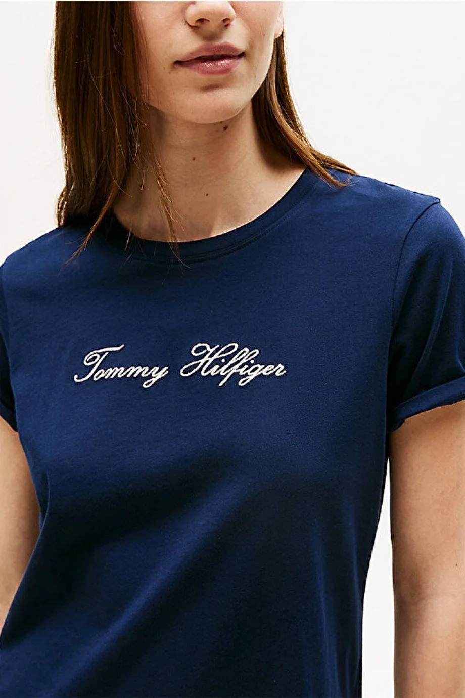 Tommy Hilfiger RWB Pike Bisiklet Yaka Kısa Kollu Kadın T-shirt WW0WW47310C1G