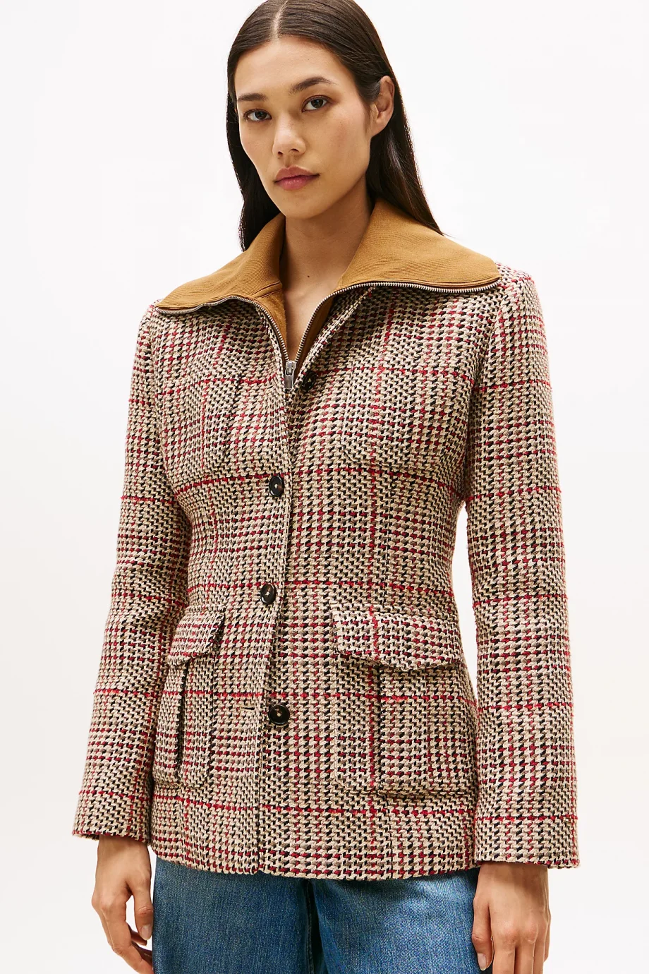 Tommy Hilfiger Sezonluk Dokulu Kadın Kadın Gri Blazer Ceket WW0WW466560OG