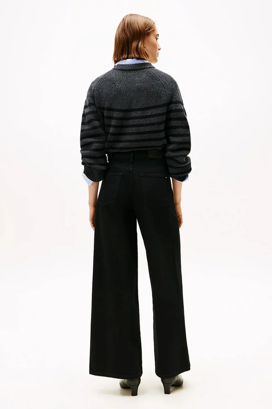 Tommy Hilfiger Siyah Denim 70ler Stili Geniş Paça Yüksek Bel Kadın Jeans WW0WW482541BY