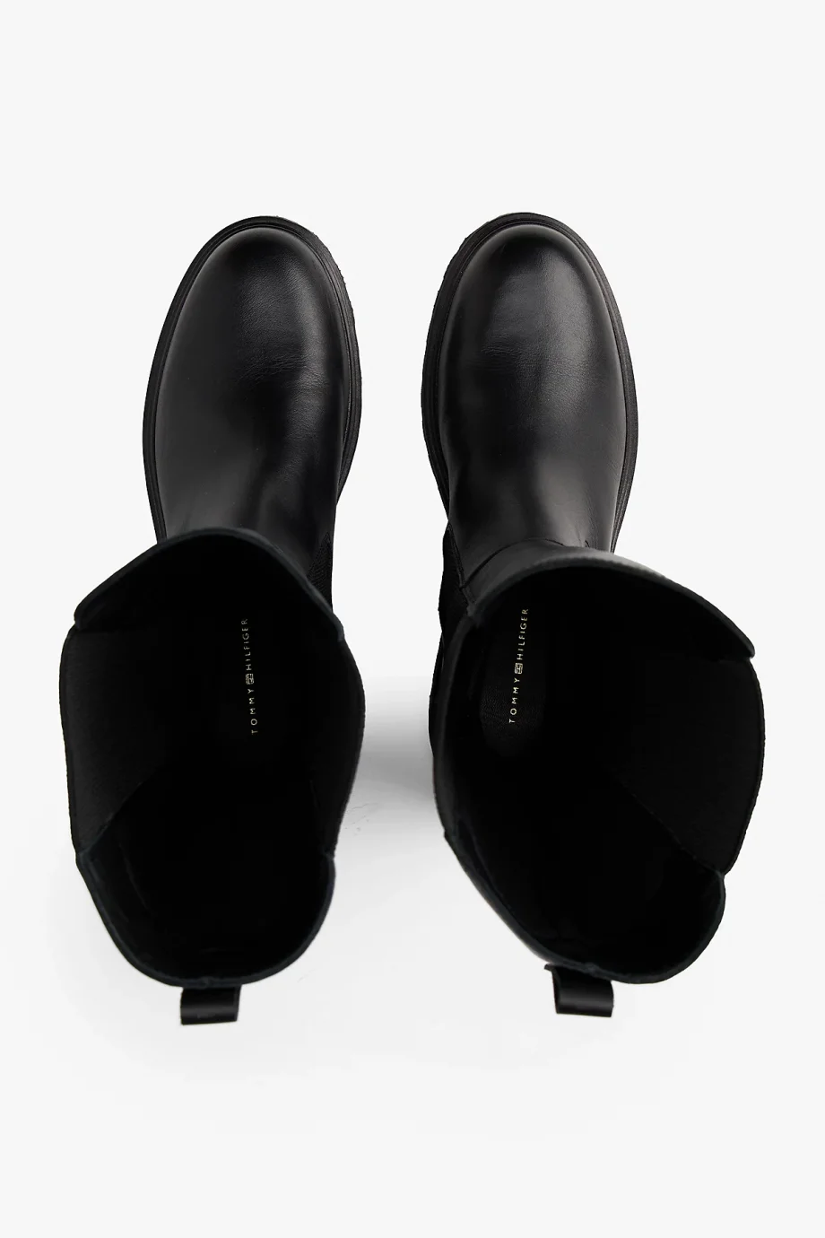 Tommy Hilfiger TH Deri Tırtıklı Tabanlı Uzun Kadın Siyah Bot FW0FW08985BDS