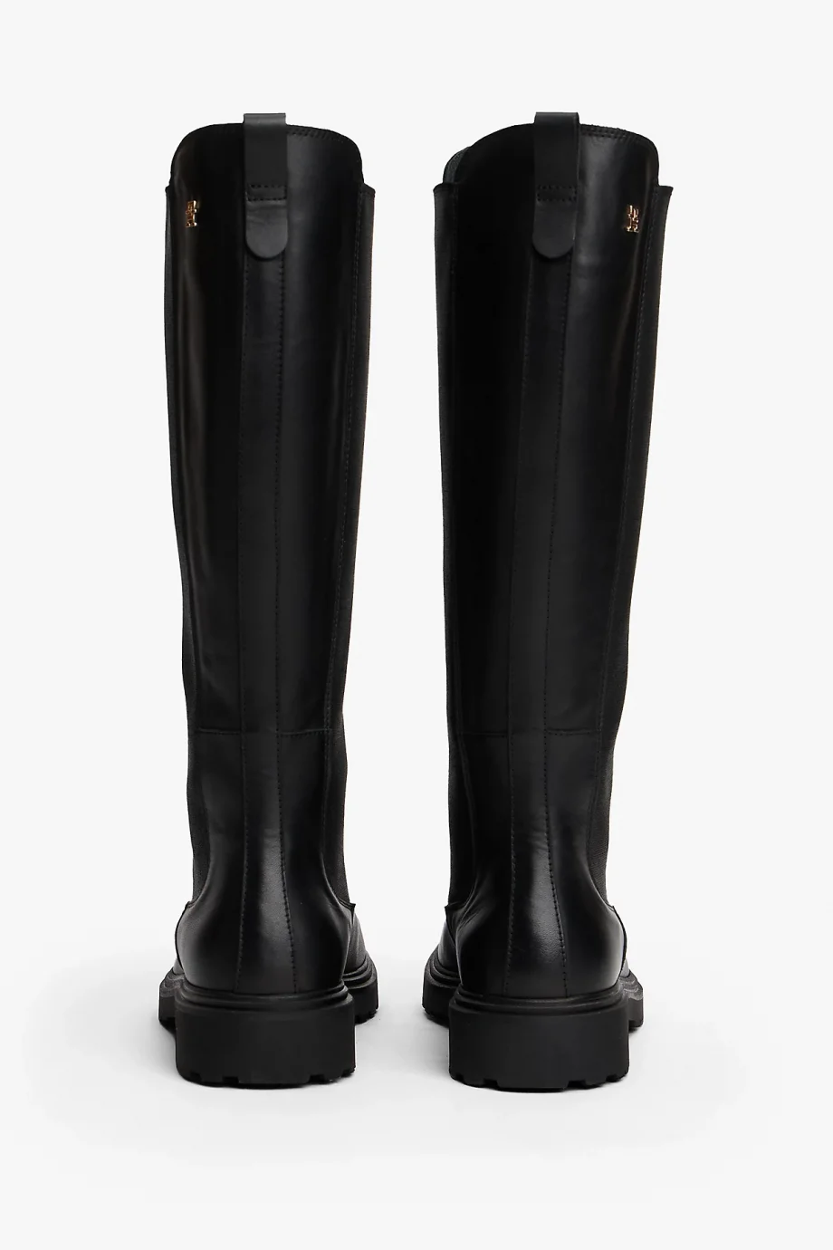 Tommy Hilfiger TH Deri Tırtıklı Tabanlı Uzun Kadın Siyah Bot FW0FW08985BDS