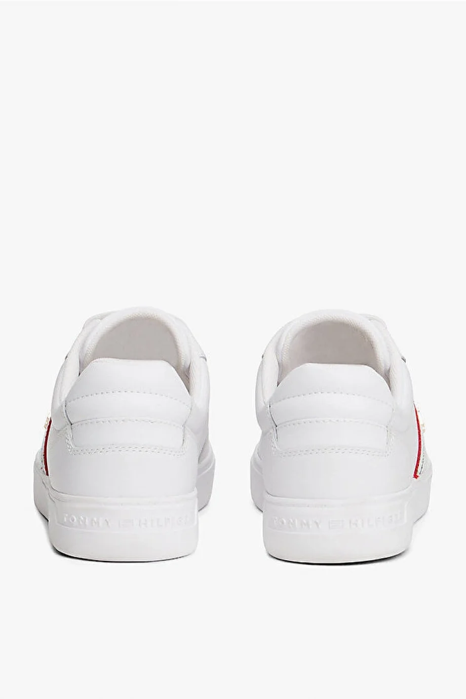 Tommy Hilfiger TH Dokuma Şeritli Düz Taban Kadın Beyaz Sneaker FW0FW09001YBS