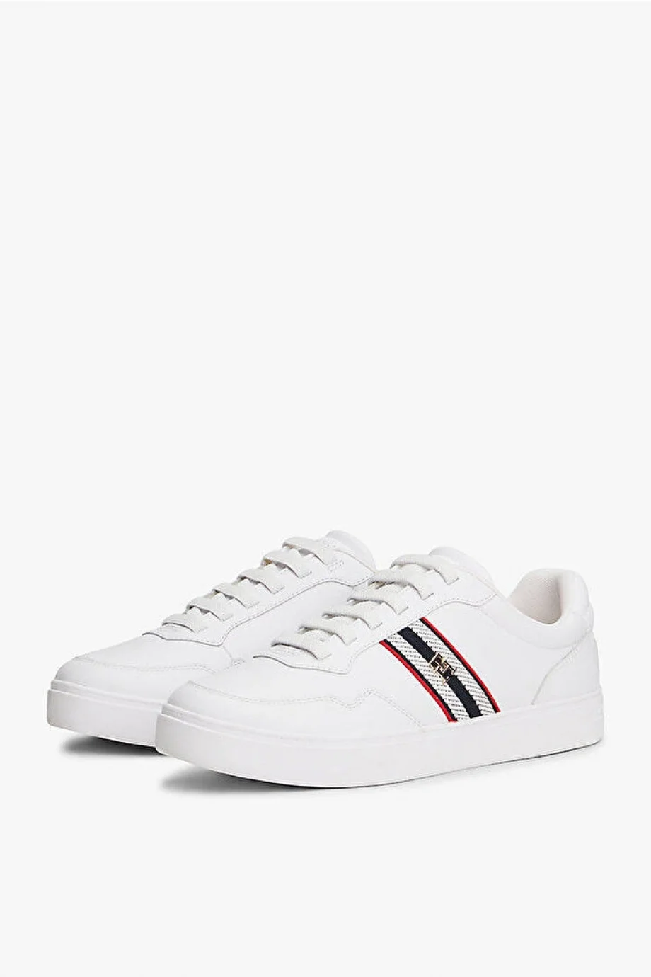 Tommy Hilfiger TH Dokuma Şeritli Düz Taban Kadın Beyaz Sneaker FW0FW09001YBS