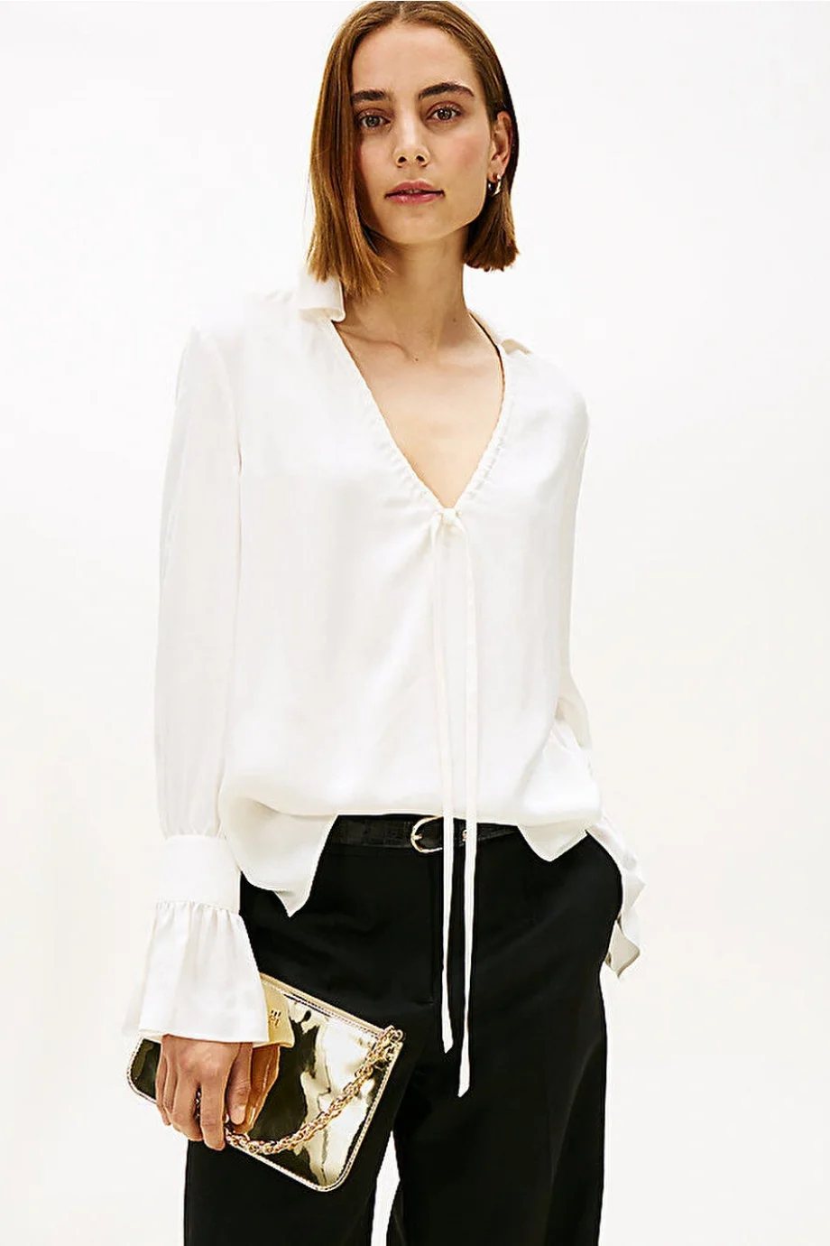 Tommy Hilfiger TH Icon Metalik Zincirli Omuz Kadın Gold Cüzdan AW0AW182190HS