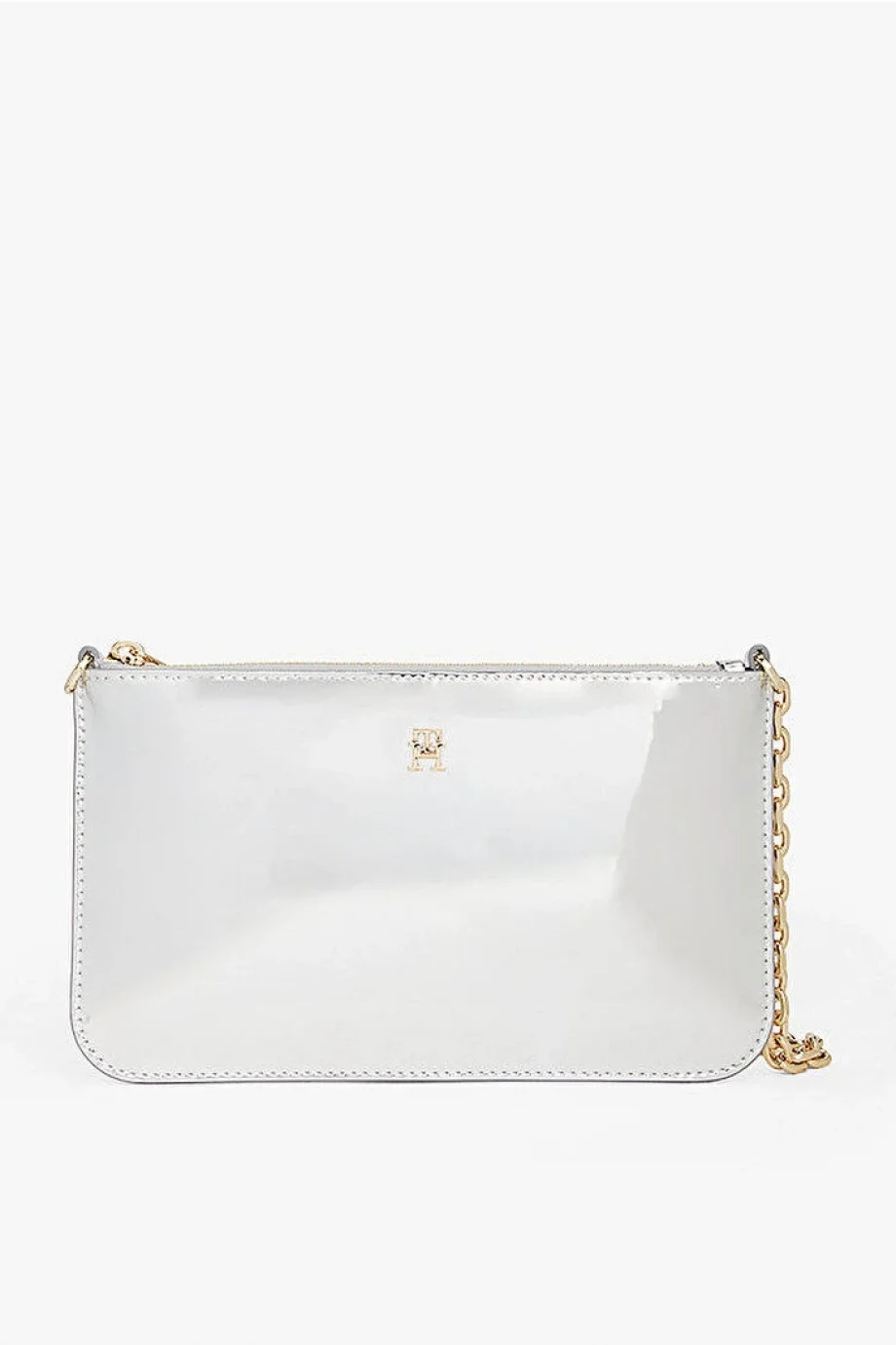 Tommy Hilfiger TH Icon Metalik Zincirli Omuz Kadın Gri Cüzdan AW0AW18219PE6