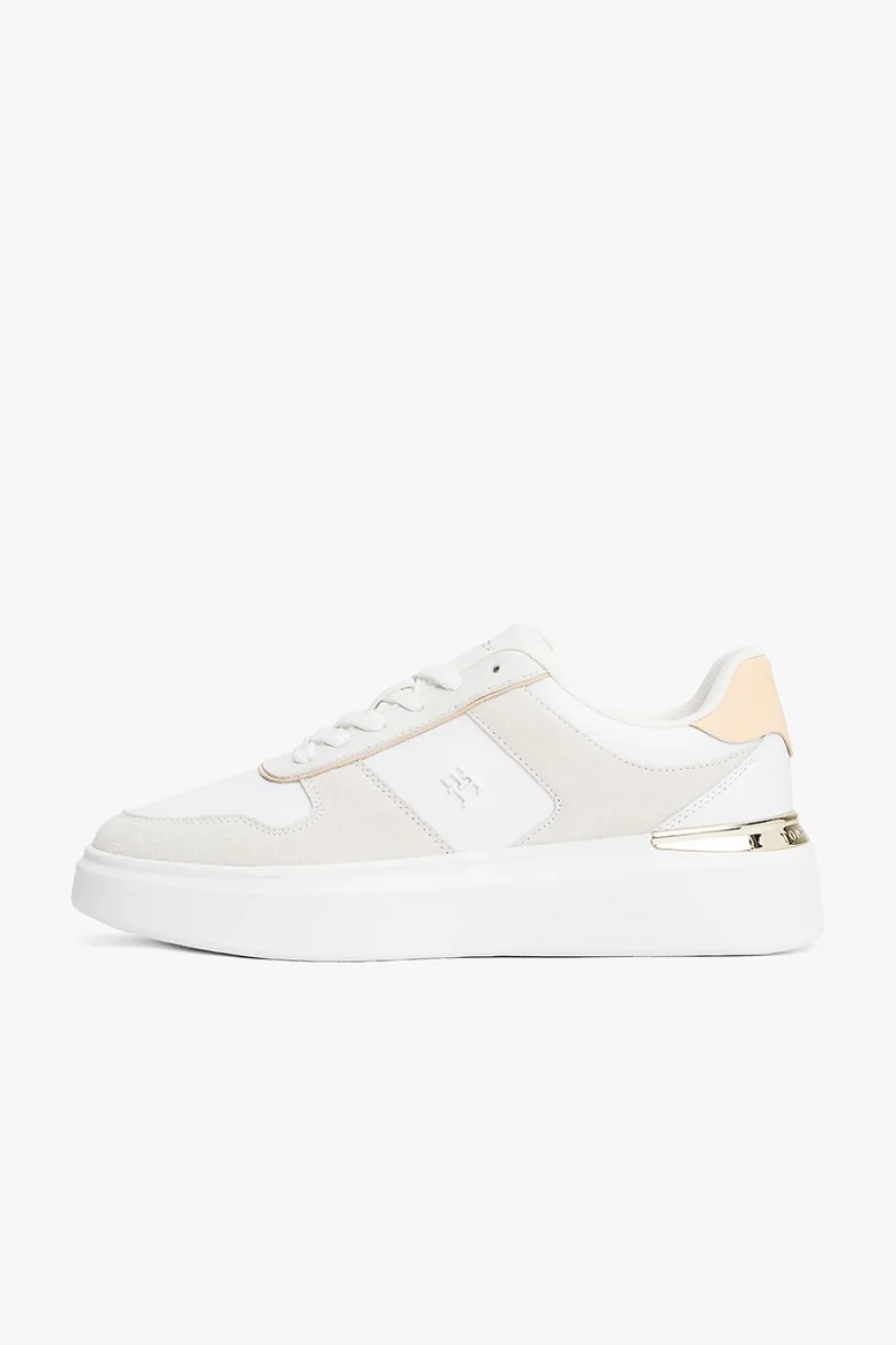 Tommy Hilfiger TH Moda Kort Tarzı Karışık Materyal Kadın Beyaz  Sneaker FW0FW086320JG