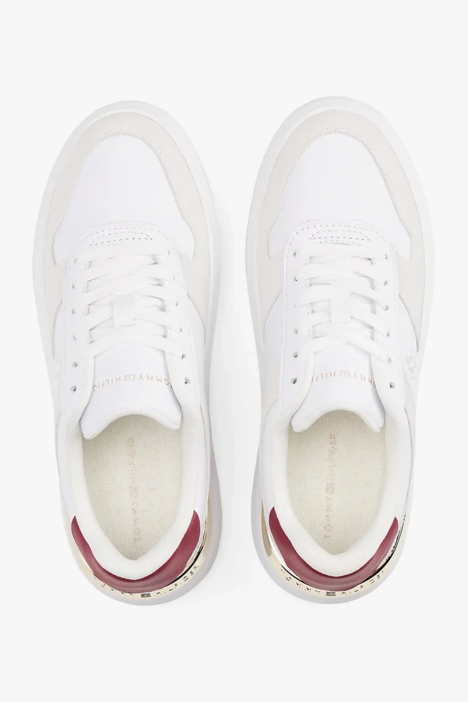 Tommy Hilfiger TH Moda Kort Tarzı Karışık Materyal Kadın   Beyaz Sneaker FW0FW08632YBS