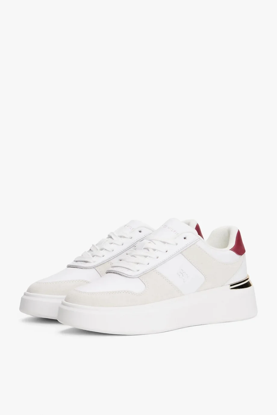 Tommy Hilfiger TH Moda Kort Tarzı Karışık Materyal Kadın   Beyaz Sneaker FW0FW08632YBS