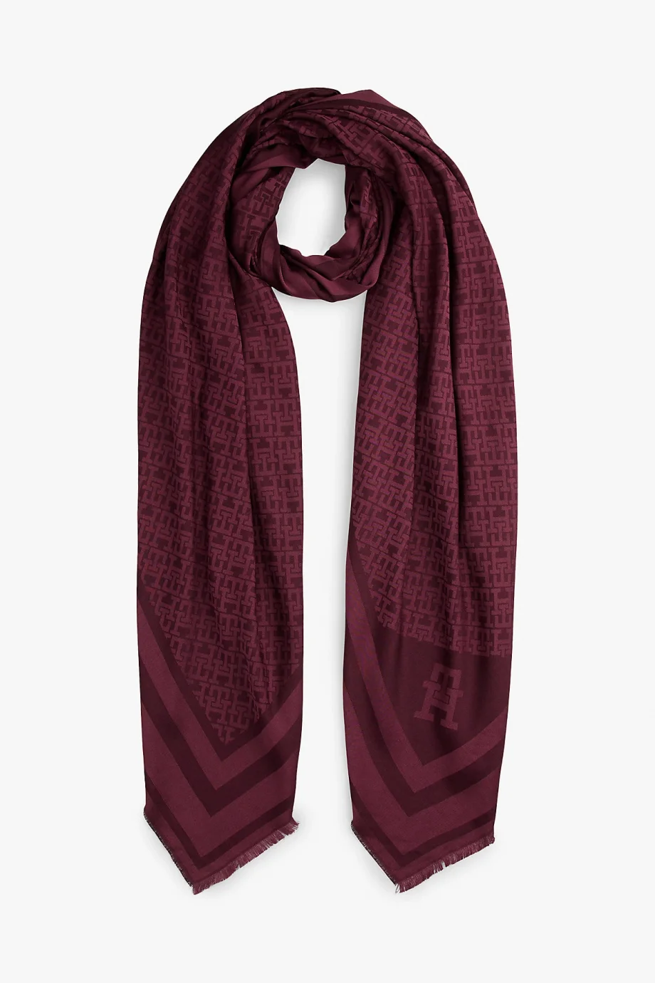 Tommy Hilfiger TH Monogram Kadın Kırmızı Şal AW0AW18273XI8