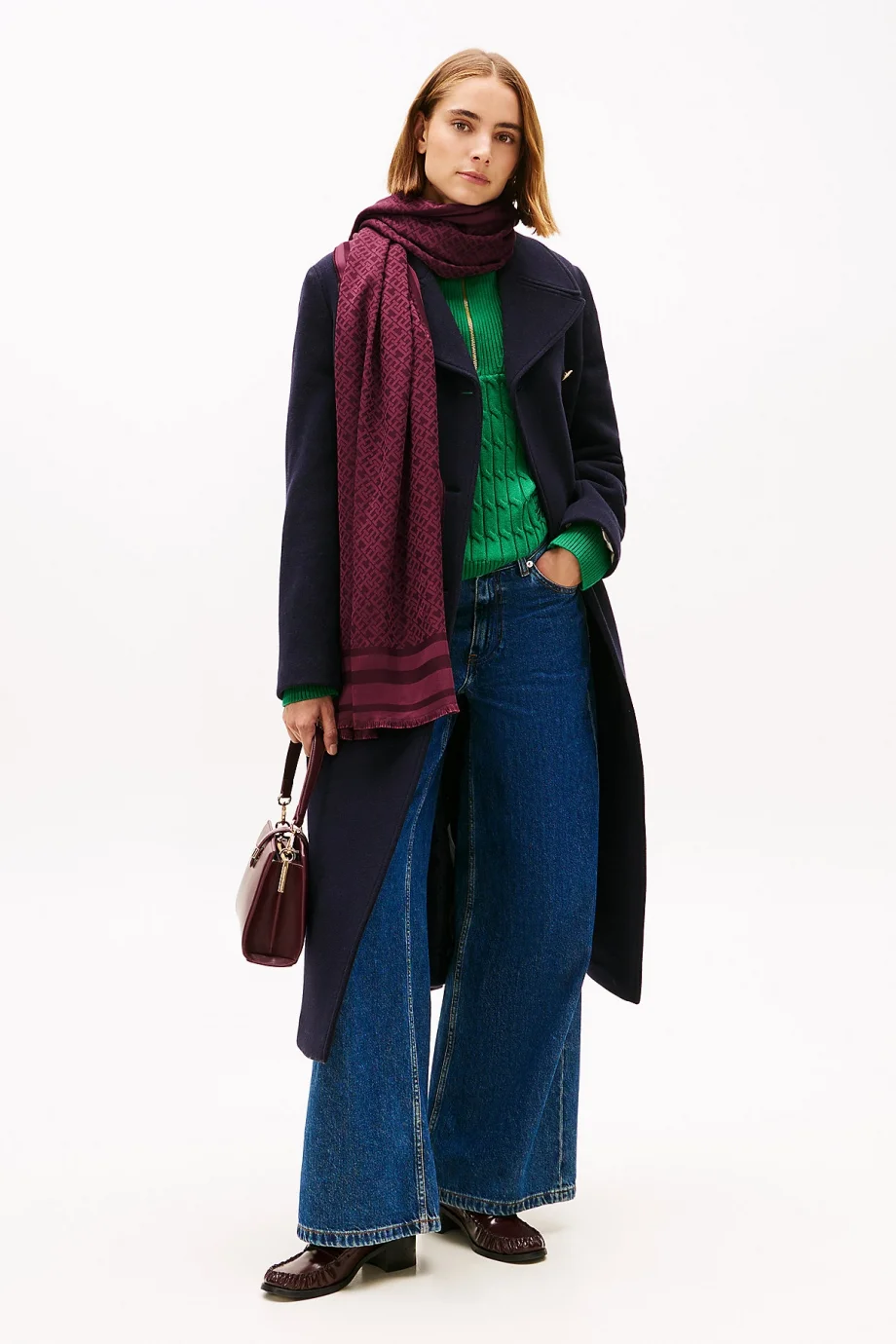 Tommy Hilfiger TH Monogram Kadın Kırmızı Şal AW0AW18273XI8