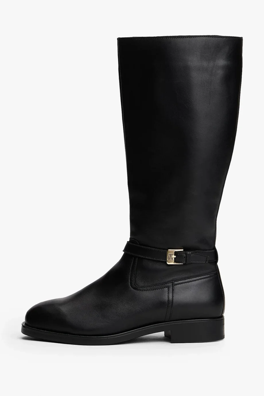Tommy Hilfiger TH Tokalı Süvari Stili Uzun Deri Kadın Siyah Bot FW0FW08873BDS