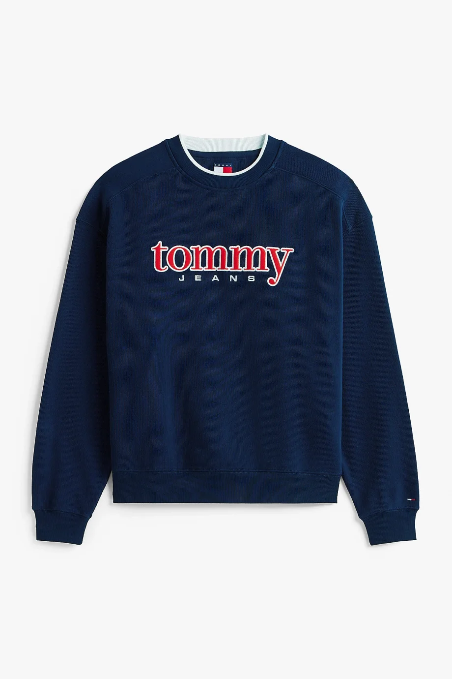 Tommy Hilfiger TJM 90lar Dokulu Grafik Baskılı Bisiklet Yaka Erkek Mavi Sweatshirt DM0DM22373C1G