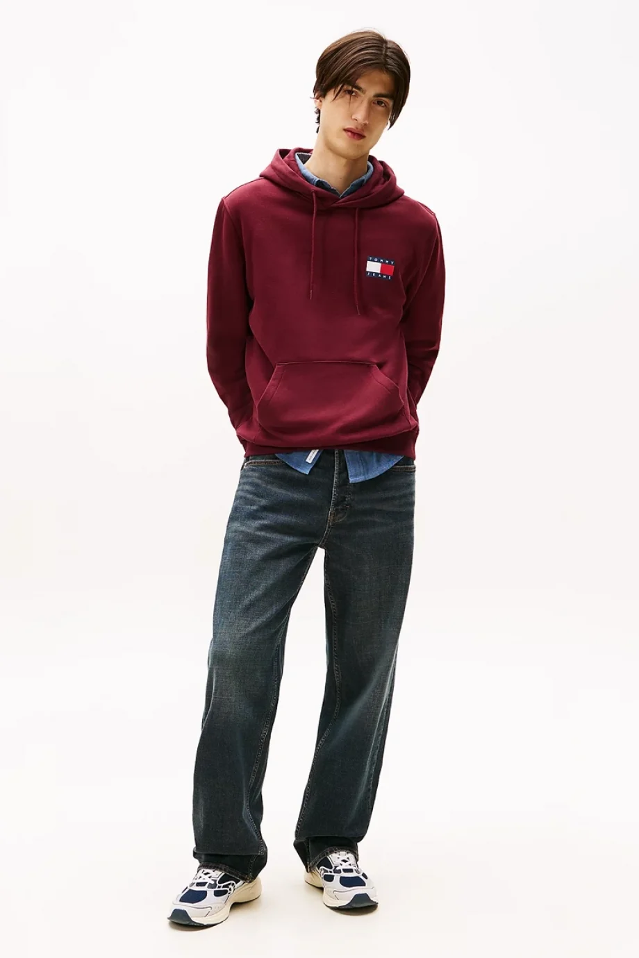 Tommy Hilfiger TJM Klasik Bayrak Desenli Normal Kesim Kapüşonlu Erkek Kırmızı  Sweatshirt DM0DM20738XIU