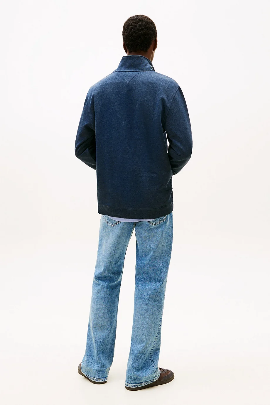 Tommy Hilfiger TJM Normal Kesim Amblemli Yarım Fermuarlı Erkek Mavi Sweatshirt DM0DM22344C1G