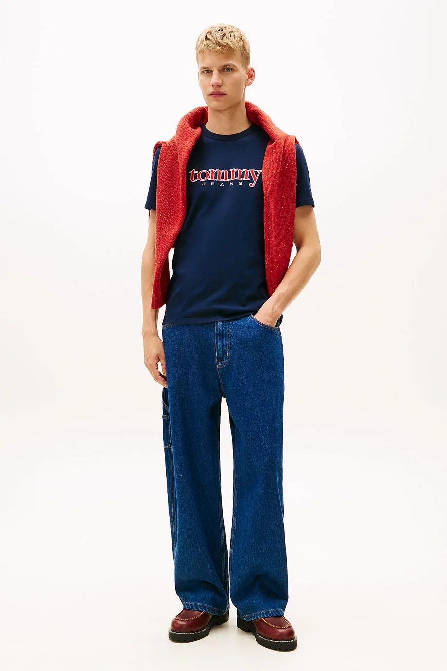 Tommy Hilfiger TJM Normal Kesim Aplikeli Grafik Baskılı Erkek Mavi T-shirt DM0DM22719C1G