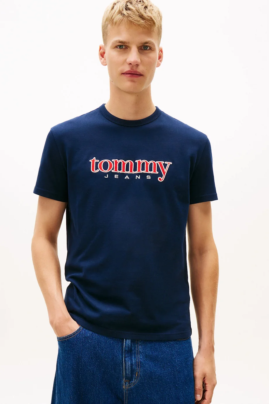 Tommy Hilfiger TJM Normal Kesim Aplikeli Grafik Baskılı Erkek Mavi T-shirt DM0DM22719C1G