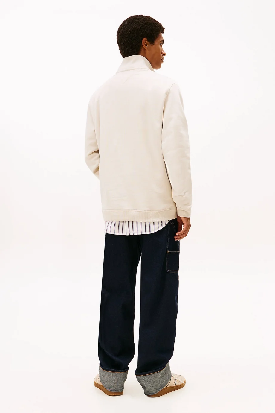 Tommy Hilfiger TJM Normal Kesim Armalı Yarım Fermuarlı Erkek Beyaz Sweatshirt DM0DM22344YBH