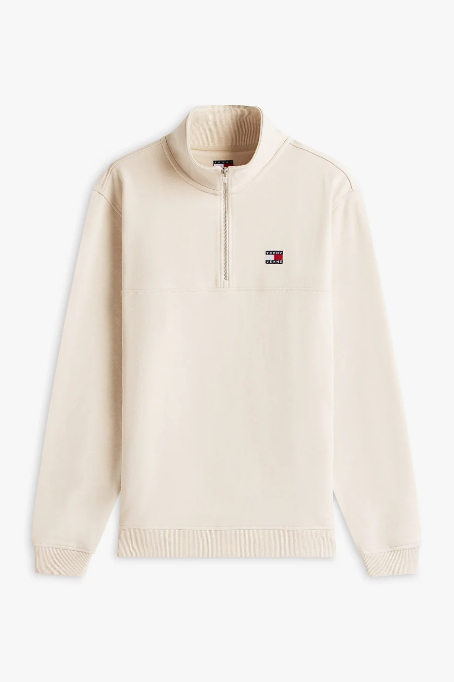 Tommy Hilfiger TJM Normal Kesim Armalı Yarım Fermuarlı Erkek Beyaz Sweatshirt DM0DM22344YBH