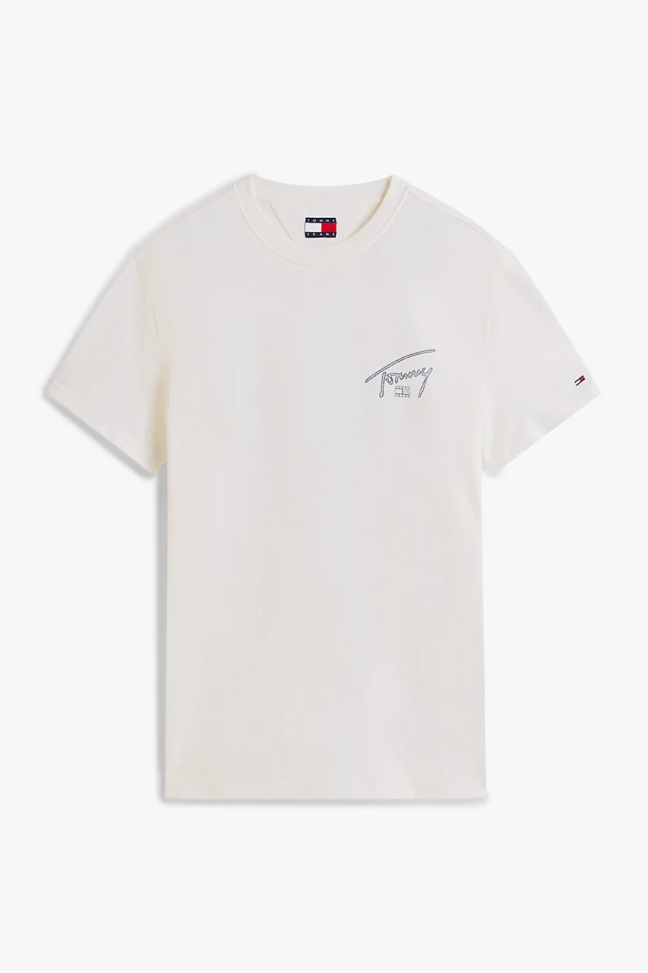 Tommy Hilfiger TJM Normal Kesim İmzalı Sırt Baskılı Erkek Beyaz T-shirt DM0DM22320YBL