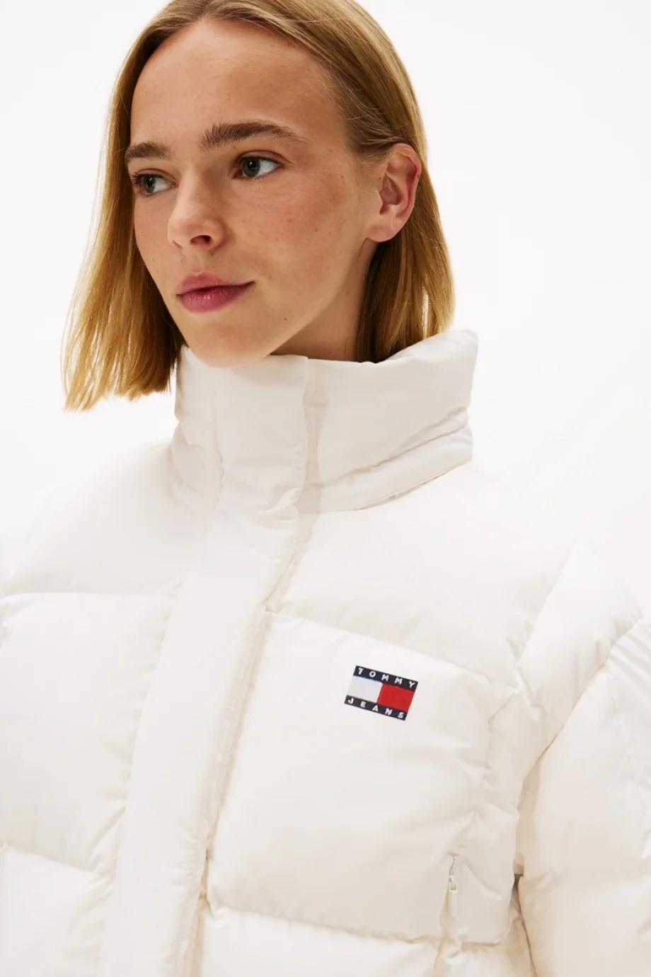 Tommy Hilfiger TJW Alaska Grid Kısa Kuş Tüyü Kadın Beyaz  Mont  DW0DW21624YBH