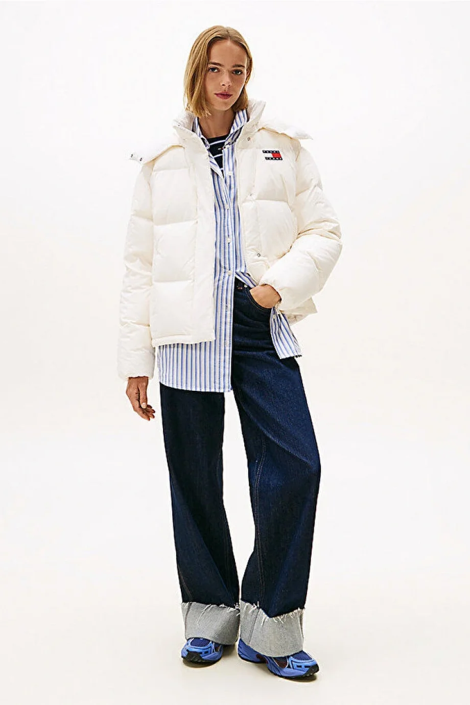 Tommy Hilfiger TJW Alaska Grid Kuş Tüyü Kadın Beyaz Mont DW0DW21623YBH