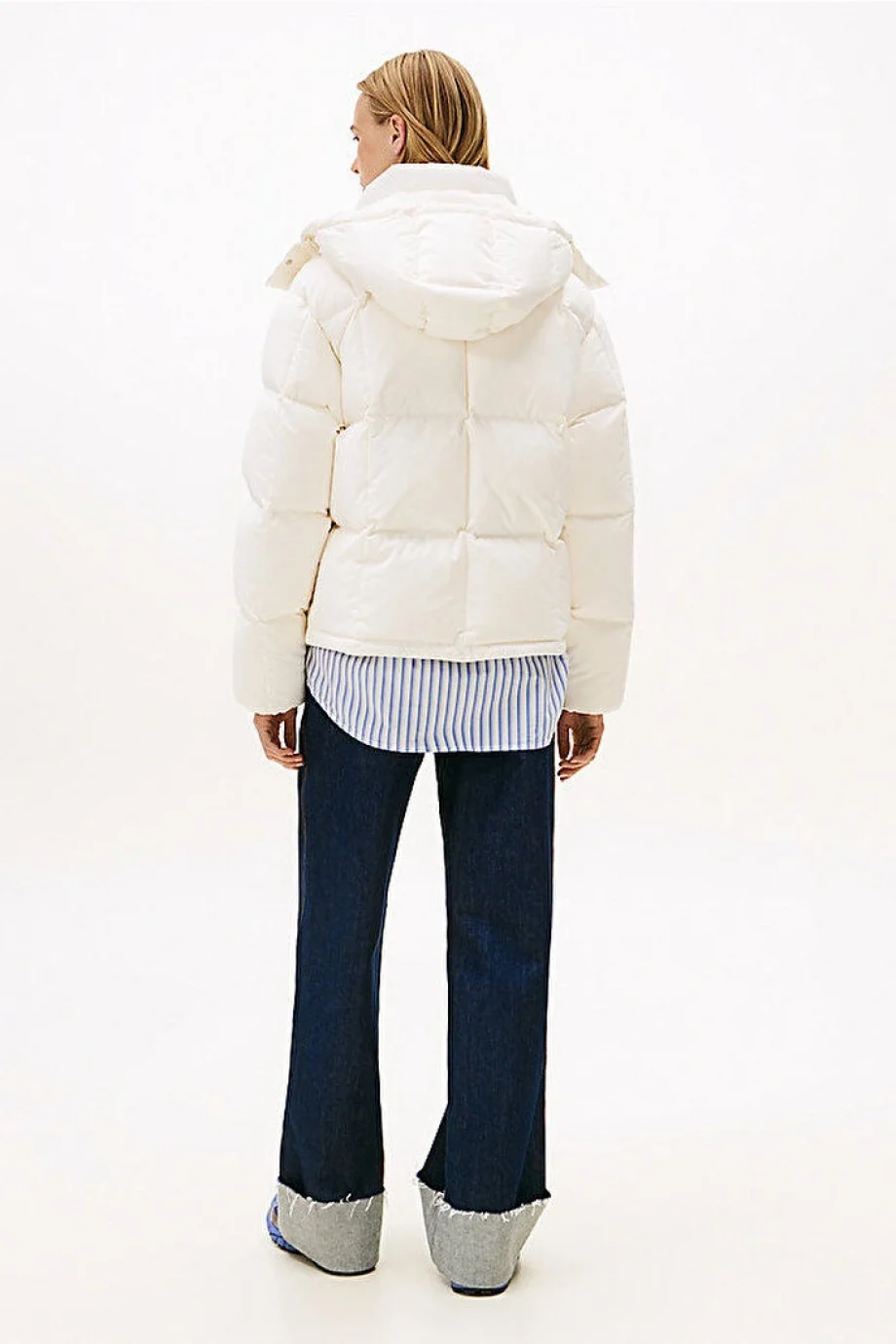 Tommy Hilfiger TJW Alaska Grid Kuş Tüyü Kadın Beyaz  Mont  DW0DW21623YBH