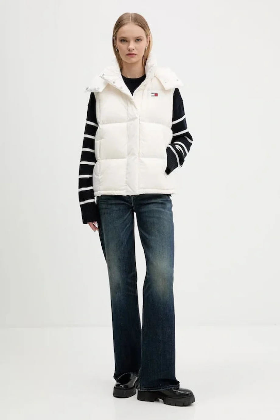 Tommy Hilfiger TJW Alaska Grid Kuş Tüyü Kadın Beyaz Yelek DW0DW21627YBH