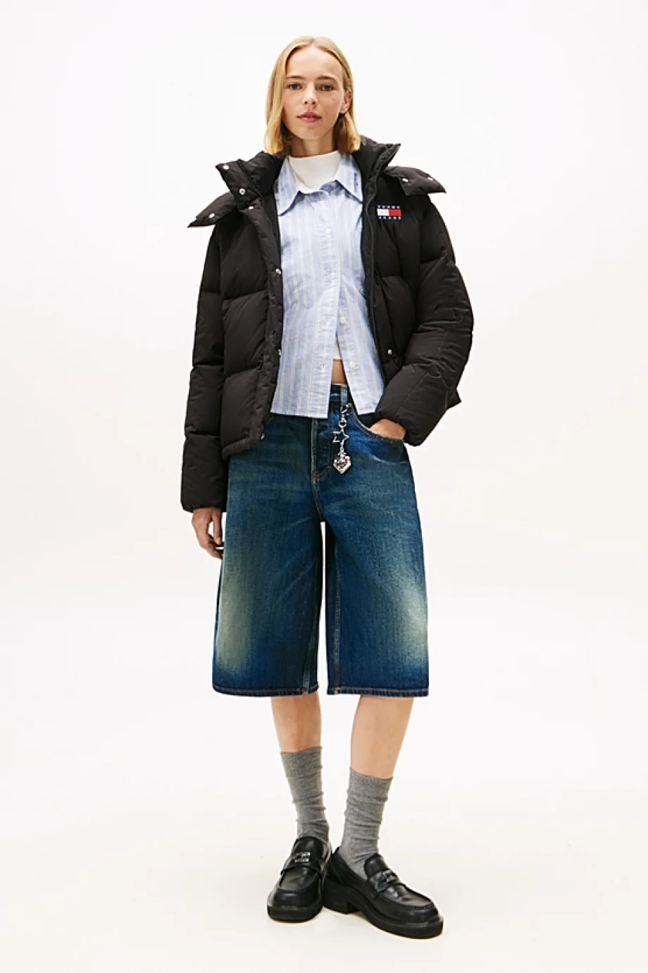 Tommy Hilfiger TJW Alaska Grid Kuş Tüyü Kadın Siyah Mont  DW0DW21623BDS