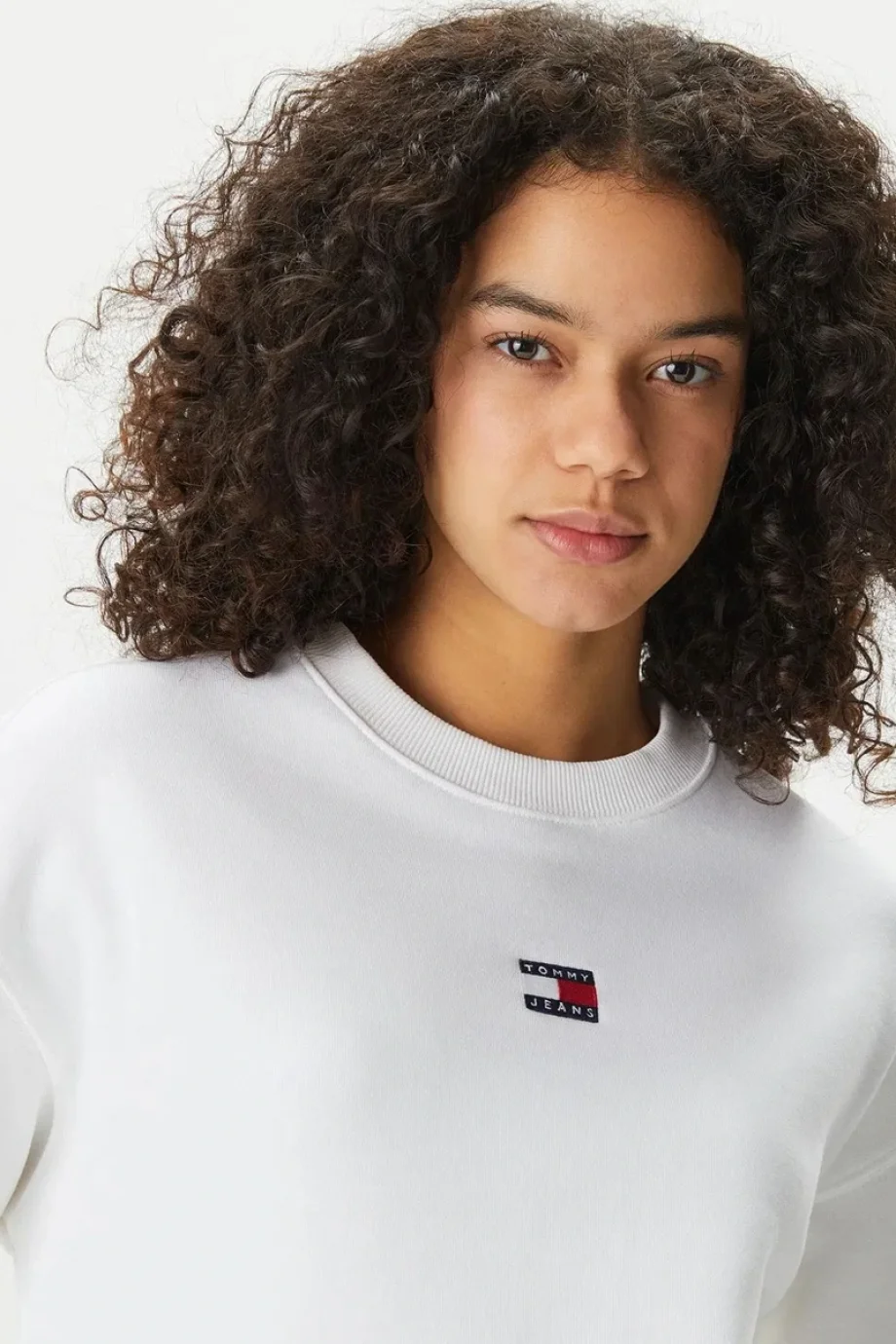 Tommy Hilfiger TJW Armalı Kutu Kesim Bisiklet Yaka Kadın Beyaz Kazak DW0DW17325YBH