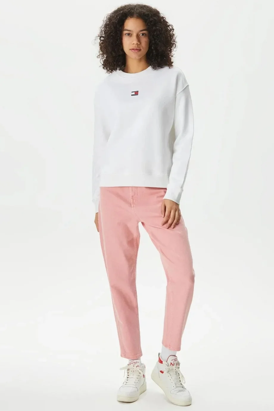 Tommy Hilfiger TJW Armalı Kutu Kesim Bisiklet Yaka Kadın Beyaz Kazak DW0DW17325YBH