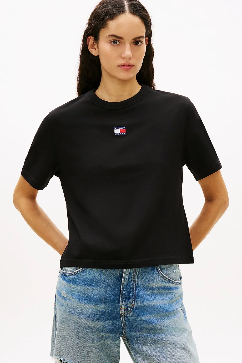 Tommy Hilfiger TJW Armalı Kutu Kesim Kadın Siyah T-shirt DW0DW22202BDS