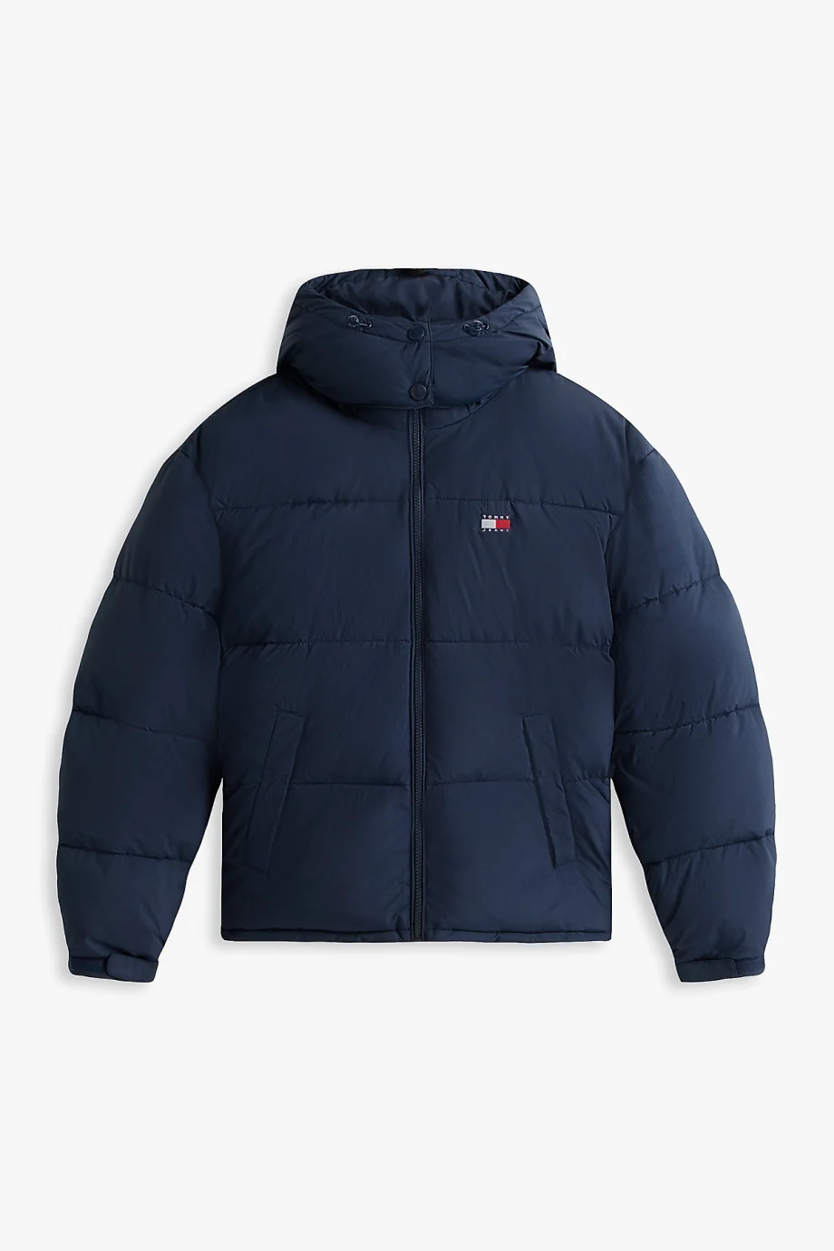 Tommy Hilfiger TJW Büyük Beden Kapüşonlu Bayraklı Şişme Kadın Mavi Mont DW0DW22041C1G