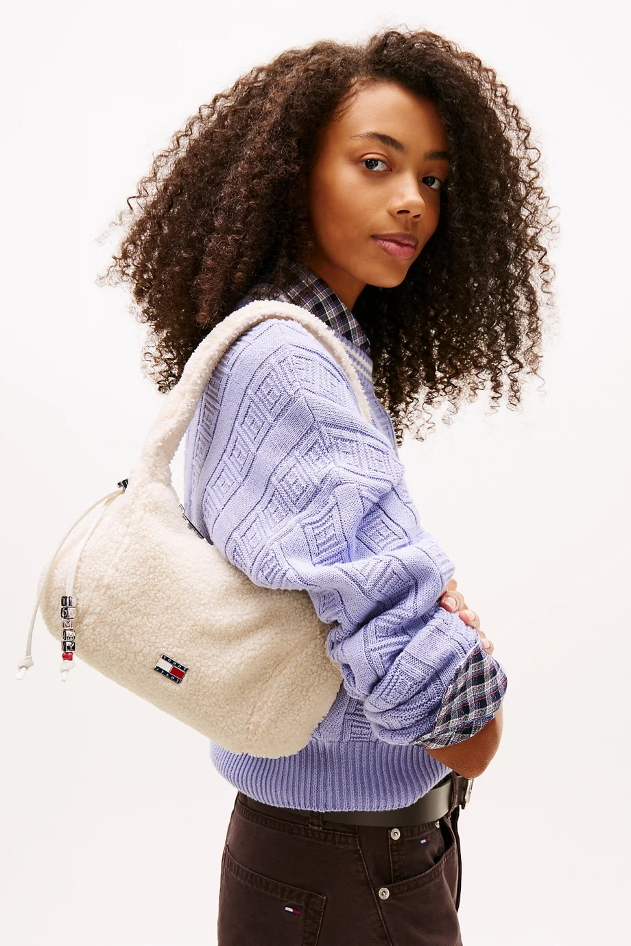 Tommy Hilfiger TJW Casual Sherpa Omuz Kadın Bej Omuz Çantası AW0AW180770F6