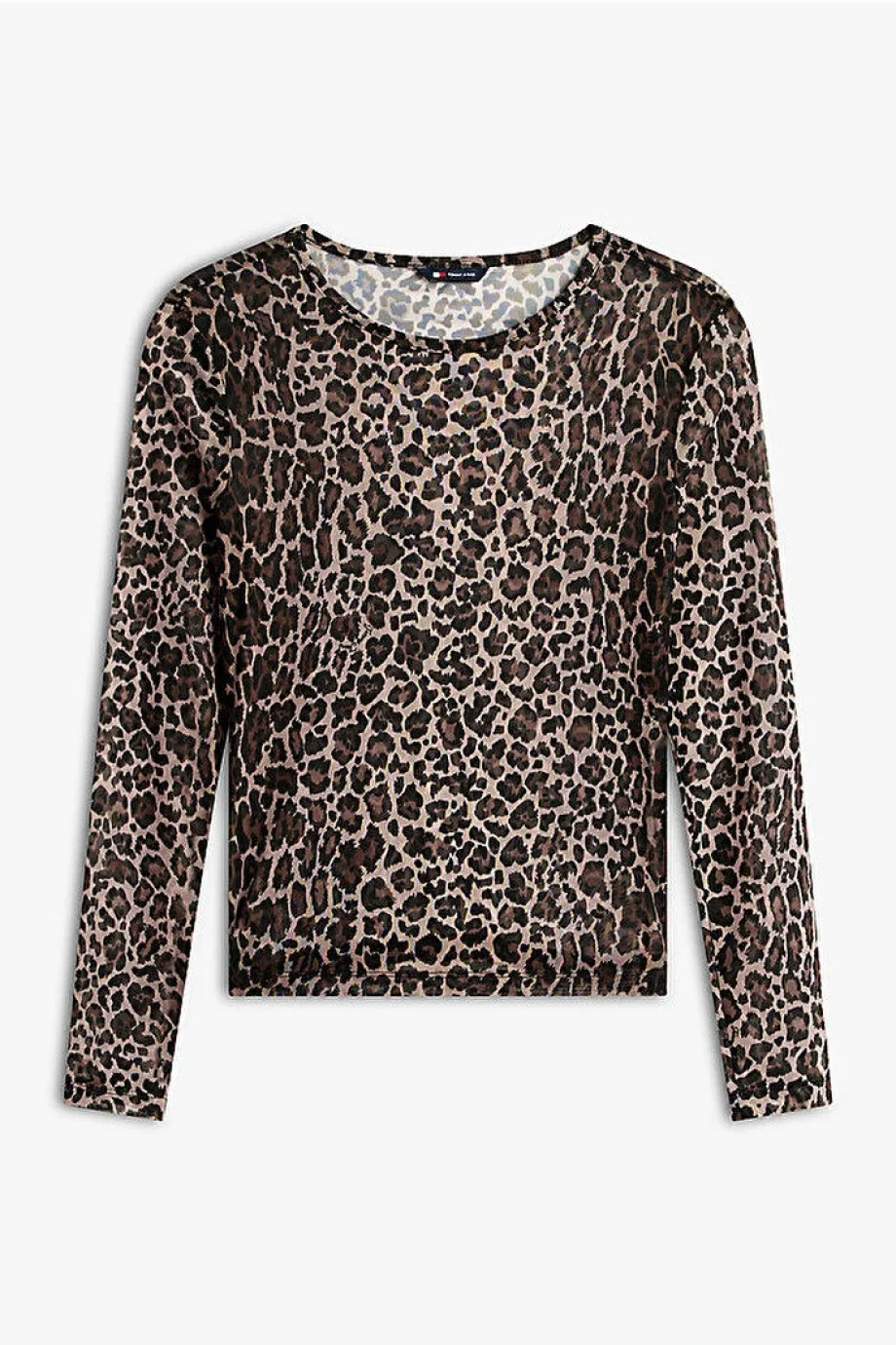 Tommy Hilfiger TJW Dar Kesim Tamamı Baskılı File Uzun Kollu Kadın Kahverengi  Crop   DW0DW215580HD