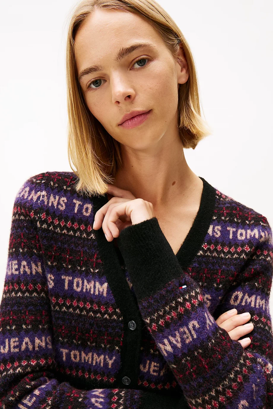 Tommy Hilfiger TJW Fairisle Desenli Kadın Siyah  Hırka DW0DW21691BDS