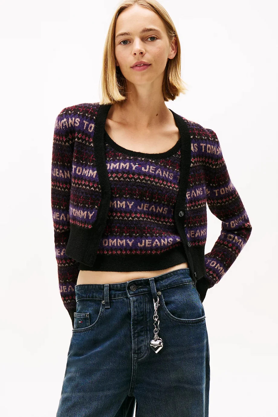 Tommy Hilfiger TJW Fairisle Desenli Kadın Siyah  Hırka DW0DW21691BDS