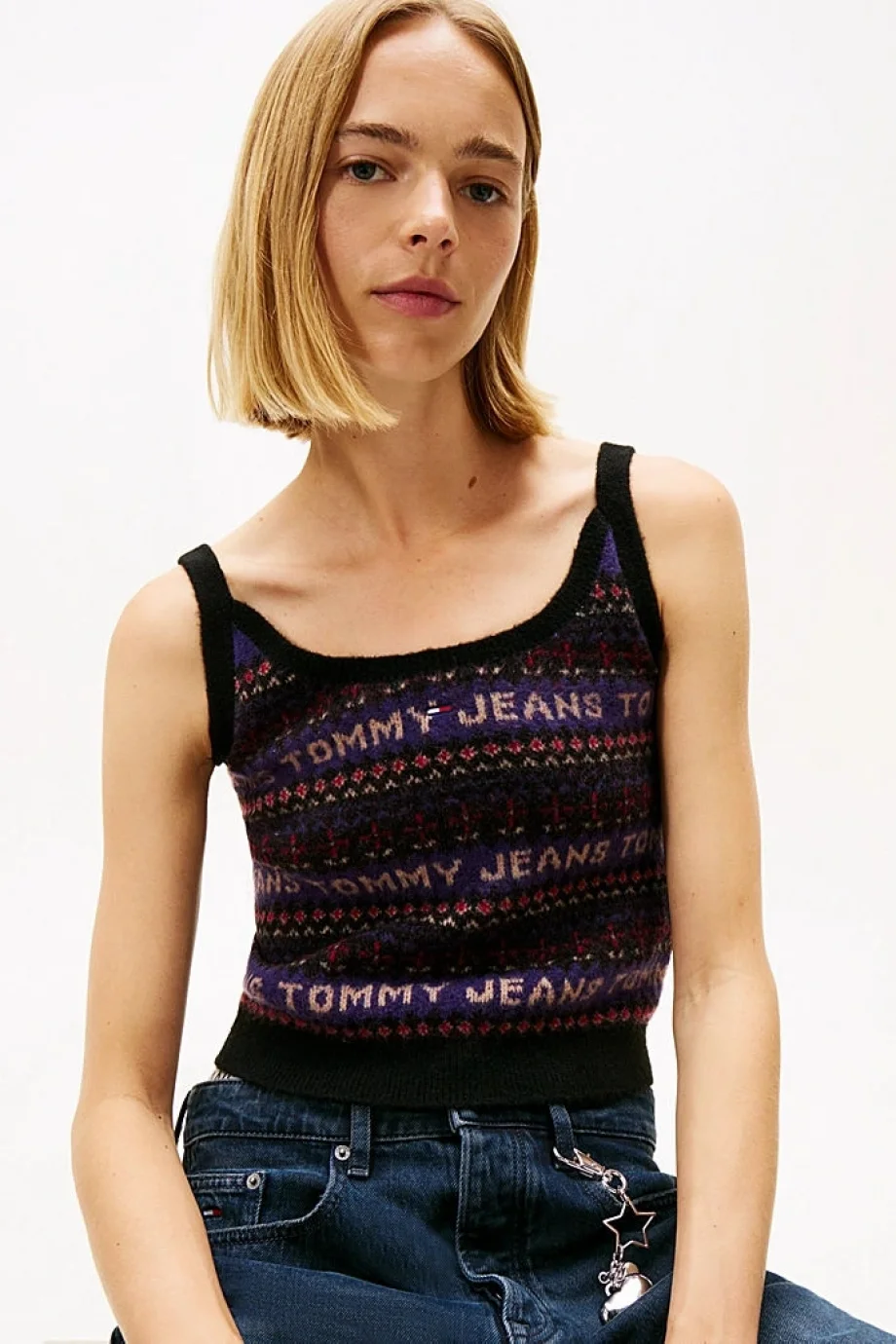 Tommy Hilfiger TJW Fairisle Desenli Kadın Siyah  Triko  DW0DW21692BDS