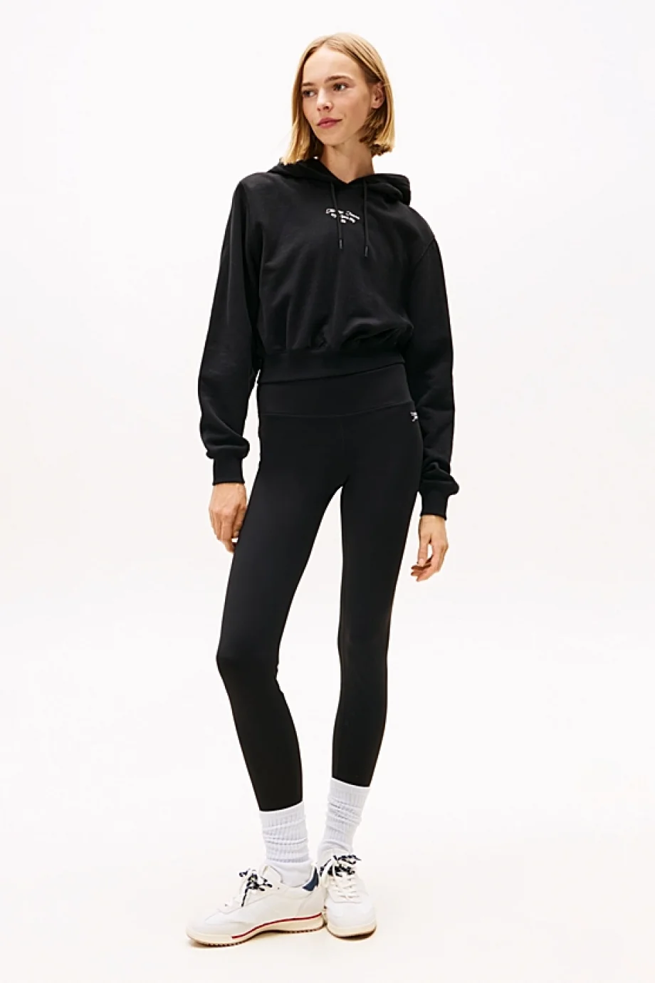 Tommy Hilfiger TJW Gümüş Rengi Yazı Baskılı Kadın Siyah Tayt DW0DW21830BDS