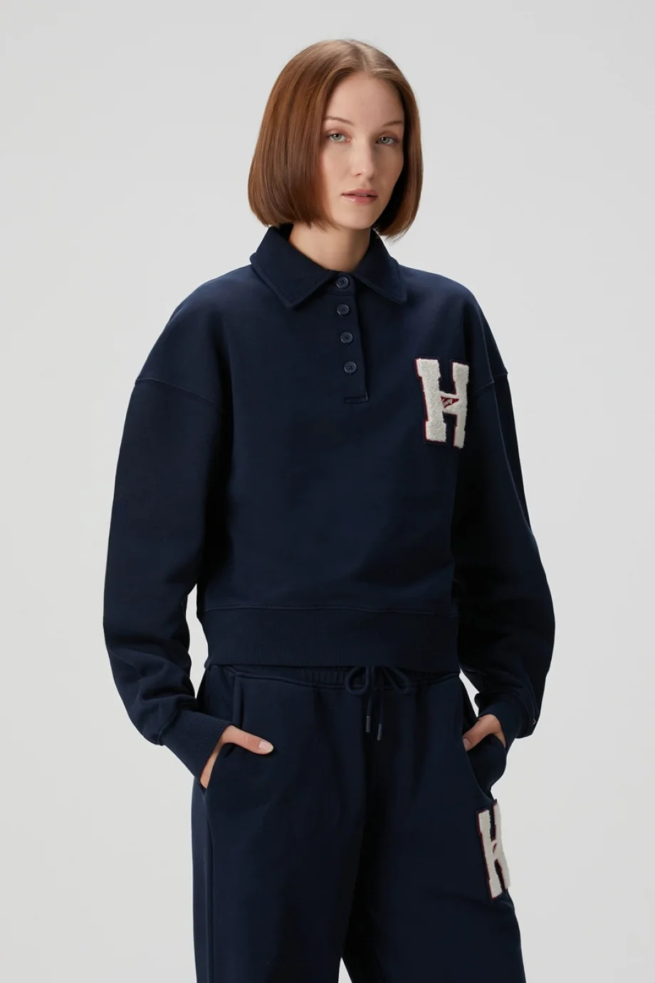 Tommy Hilfiger TJW H GRAPHIC HWK POLO  Kadın mavi Sweatshirt DW0DW20537DYY