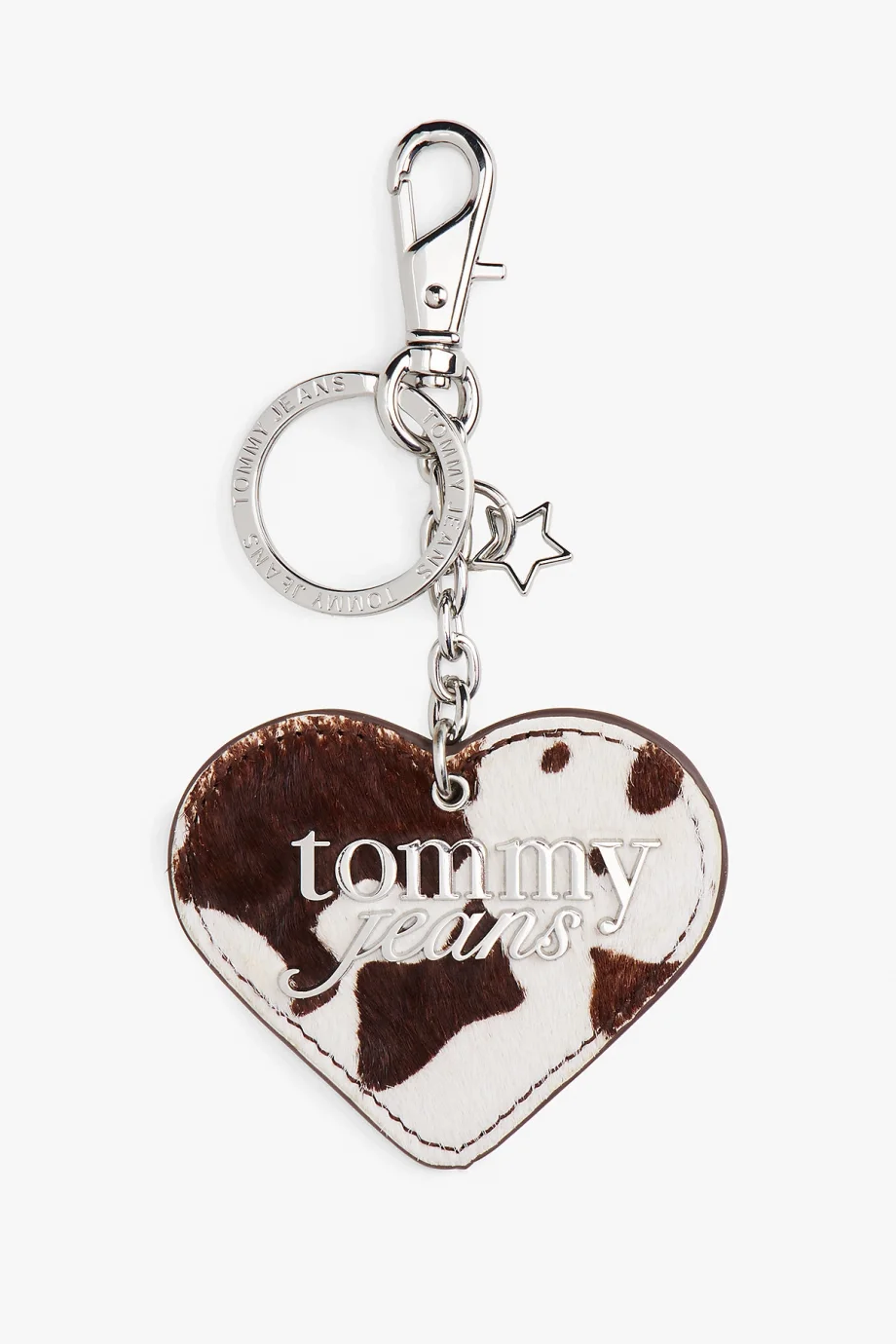 Tommy Hilfiger TJW İnek Desenli Kalp Charm Kadın Beyaz Anahtarlık AW0AW182710K6